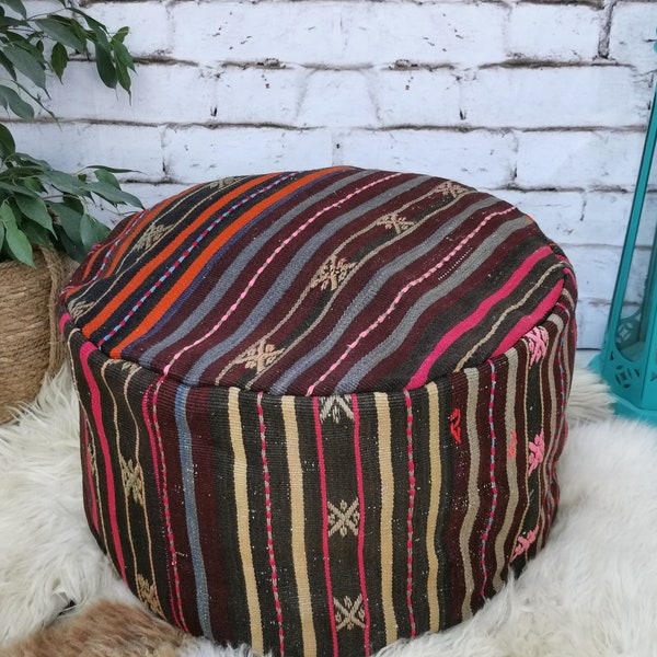 Kilim Pouf Ottoman Oriental Coussin de siège Kelim Coussin décoratif Boho Pouf - unique fait main naturel