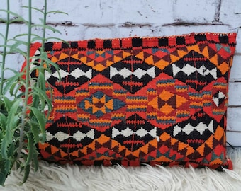 Vintage Kilim Pillow Cover from Iraq - Handmade, Boho Pillow Case