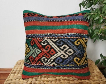 Vintage Kilim Pillow Cover 40 cm x 40 cm 1008