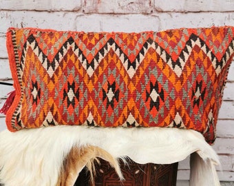 Vintage Kilim Pillow Cover from Iraq - Handmade, Boho Pillow Case