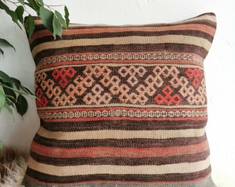 Kilim Pillow Cover Vintage, Bohemian Kilim Rugs Pillow Case, Decorative Square Kilim Sofa Cushion Case, Boho Vintage Home Decor