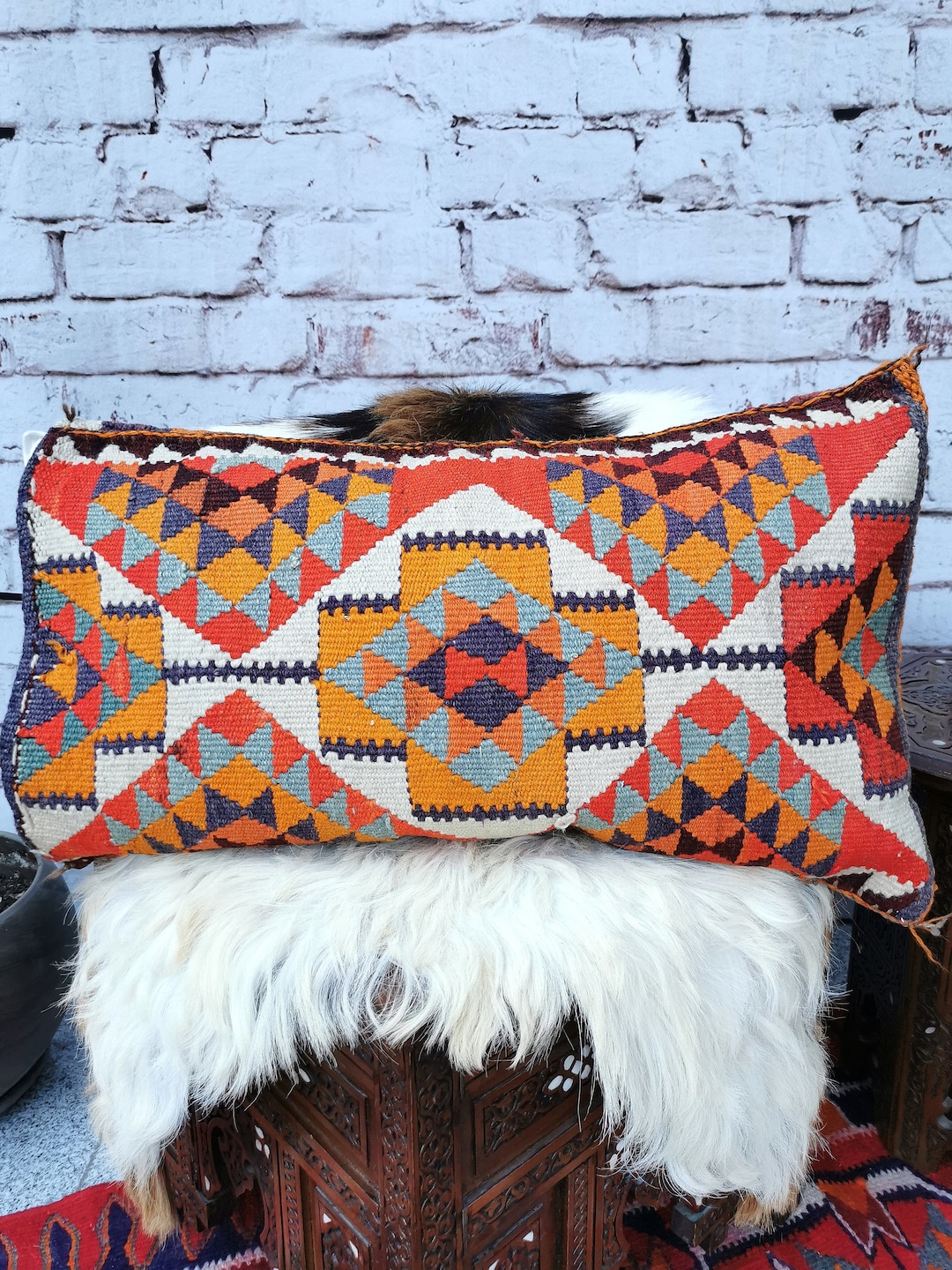 Vintage Kilim Pillow Cover From Iraq Handmade, Boho Pillow Case Etsy
