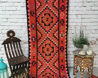 Vintage Kilim Runner Rug from Iraq - Eclectic Rug - Boho Kilim