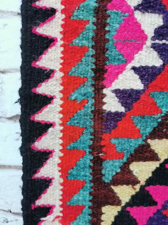 Tapis Kilim ancien en laine géométrique Kilims fait à la main