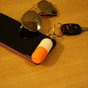 Tiny Pill / Capsule - Storage and Cosplay Keychain - Small sized Container