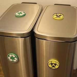 Magnetic 3D Printed Garbage and Recycling Labels for Metal Cans - set of 2 or 6!
