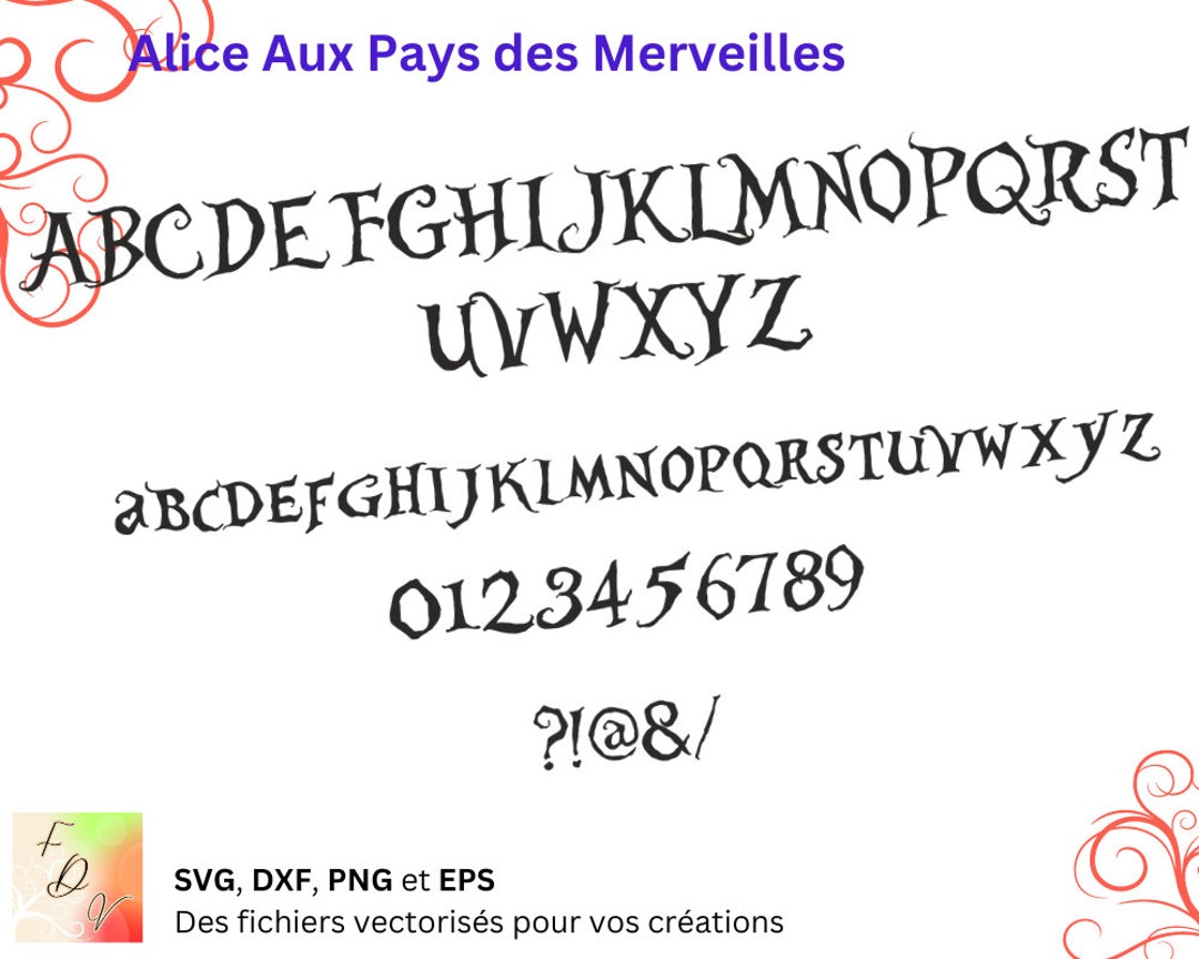 Alphabet Alice in Wonderland Svg, Dxf, Eps, Png Digital File - Etsy