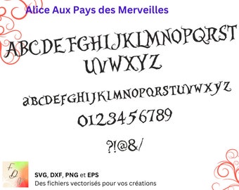 Alfabeto Alicia en el país de las maravillas Svg, Dxf, Eps, Png Archivo digital