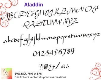 Alfabeto Aladdin Svg, Dxf, Eps, Png, archivo digital