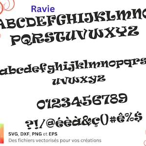 Alphabet Ravie Svg, Dxf, Eps, Png, fichier numérique