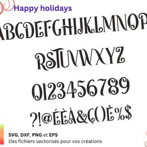 Alphabet Happy holidays Svg, Dxf, Eps, Png, fichier numérique