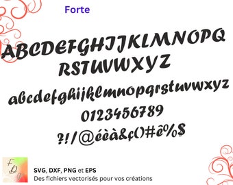 Alfabeto Forte Svg, Eps, Dxf, Png archivo digital