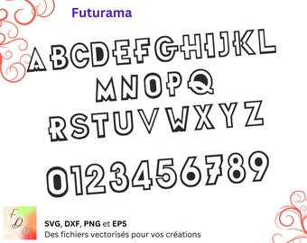 Archivo digital SVG, DSF, EPS y PNG del alfabeto de Futurama