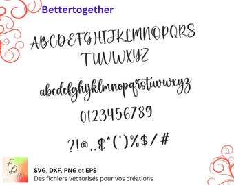 Alfabeto Bettertogether SVG, DXF, EPS, PNG, archivo digital