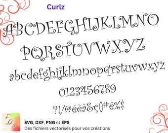 Archivo digital Alphabet Curlz SVG, EPS, DXF, PNG