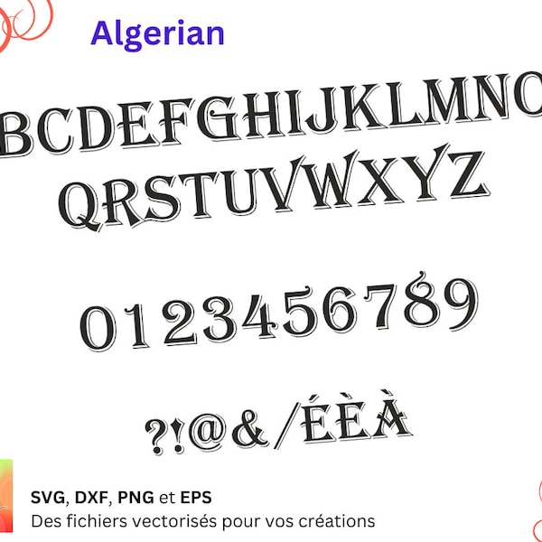 Alphabet Algerian Svg, Dxf, Eps, Png, fichier numérique