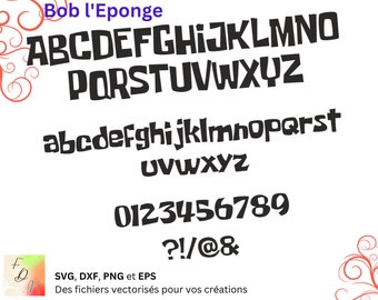 Alfabeto de Bob Esponja (SVG, DXF, EPS, PNG, archivo descargable)