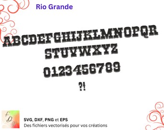Alfabeto Rio Grande Svg, Dxf, Eps, Png, archivo digital