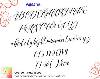 Alfabeto Agatha Svg, Dxf, Eps, Png, archivo digital