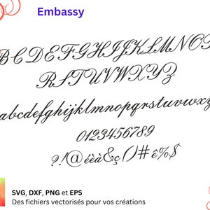 Alphabet Embassy Svg, Eps, Dxf, Png  fichier numérique