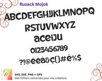 Alfabeto Ruzack Mojok SVG, DXF, EPS, PNG, archivo digital