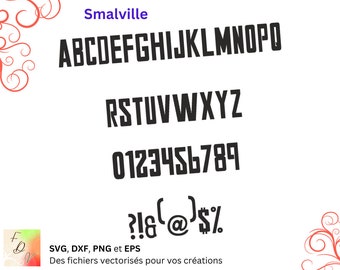 Alfabeto Smallville Svg, Dxf, Eps, Png, archivo digital