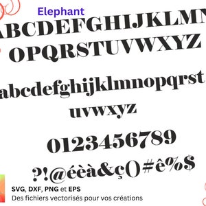Alphabet Elephant Svg, Dxf, Eps, Png, fichier numérique