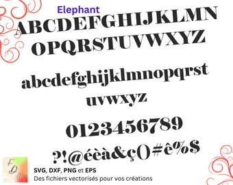 Elefante del alfabeto SVG, DXF, EPS, PNG, archivo digital