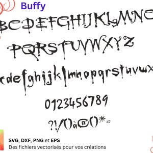 Alphabet Buffy Svg, Dxf, Eps, Png, fichier numérique