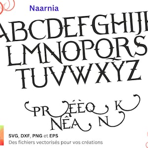 Alphabet Naarnia Svg, Dxf, Eps, Png, fichier numérique