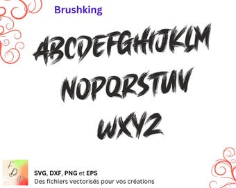 Pinceladas del alfabeto SVG, DXF, EPS, PNG, archivo digital