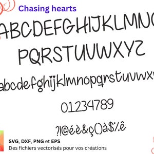 Alphabet Chasing hearts Svg, Dxf, Eps, Png, fichier numérique