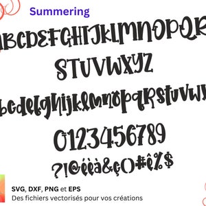 Alphabet Summering Svg, Dxf, Eps, Png, fichier numérique