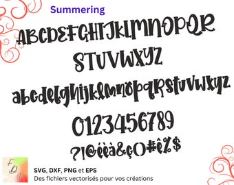 Alfabeto Summering Svg, Dxf, Eps, Png, archivo digital