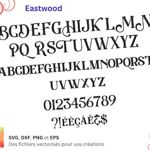 Alphabet Eastwood Svg, Eps, Dxf, Png, Fichier numérique