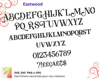 Alfabeto Eastwood SVG, EPS, DXF, PNG, Archivo digital