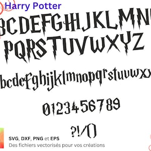 Alphabet Potter Svg, Dxf, Eps, Png, fichier numérique