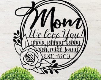 Personalized Mother's Day Gift Metal Sign With Kids Names 