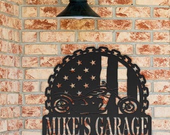Custom Motorcycle Garage Sign: Personalized Metal Wall Art