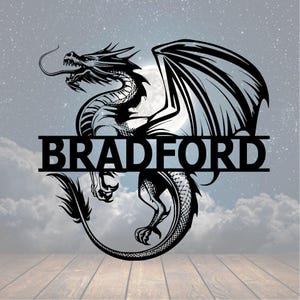 Personalized Dragon Metal Sign: Custom Wall Decor