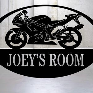 Personalized Sport Bike Sign, Custom Sport Bike Sign, Motorcycle Sign, Gift for him, gift for her, Metal Wall Sign, Custom Garage Sign
