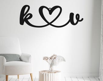 Personalized Initials Heart Metal Sign, Custom Couple Anniversary Gift
