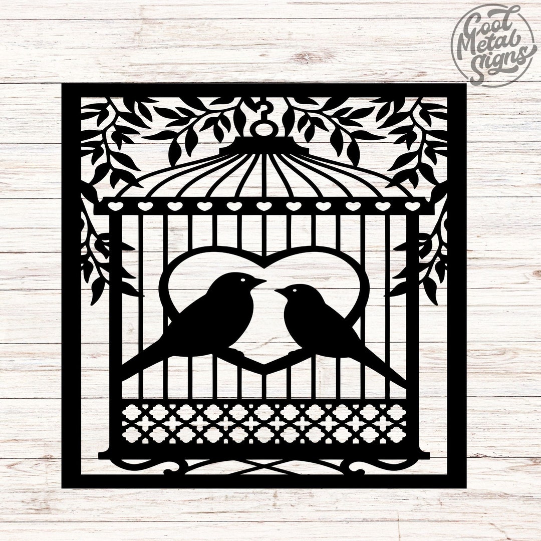 Two Birds in a Cage Sign, Love Bird Sign, Couples Metal Sign, Sign for