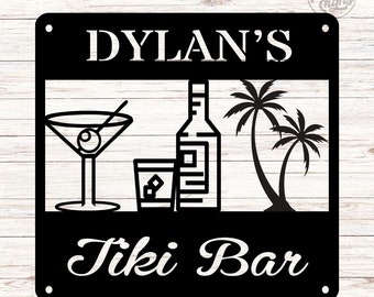 Custom Tiki Bar Sign, Custom Outdoor Bar Sign, Personalized Backyard Metal Sign, Personalized Gift for Homeowner, Housewarming Gift
