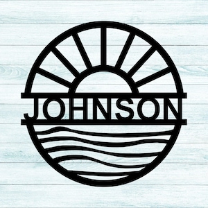 Personalized Sun & Waves Metal Sign, Custom Sun Decor, Wave Art, Personalized Metal Decor, Beach Decor, Sign for Home, Housewarming gift
