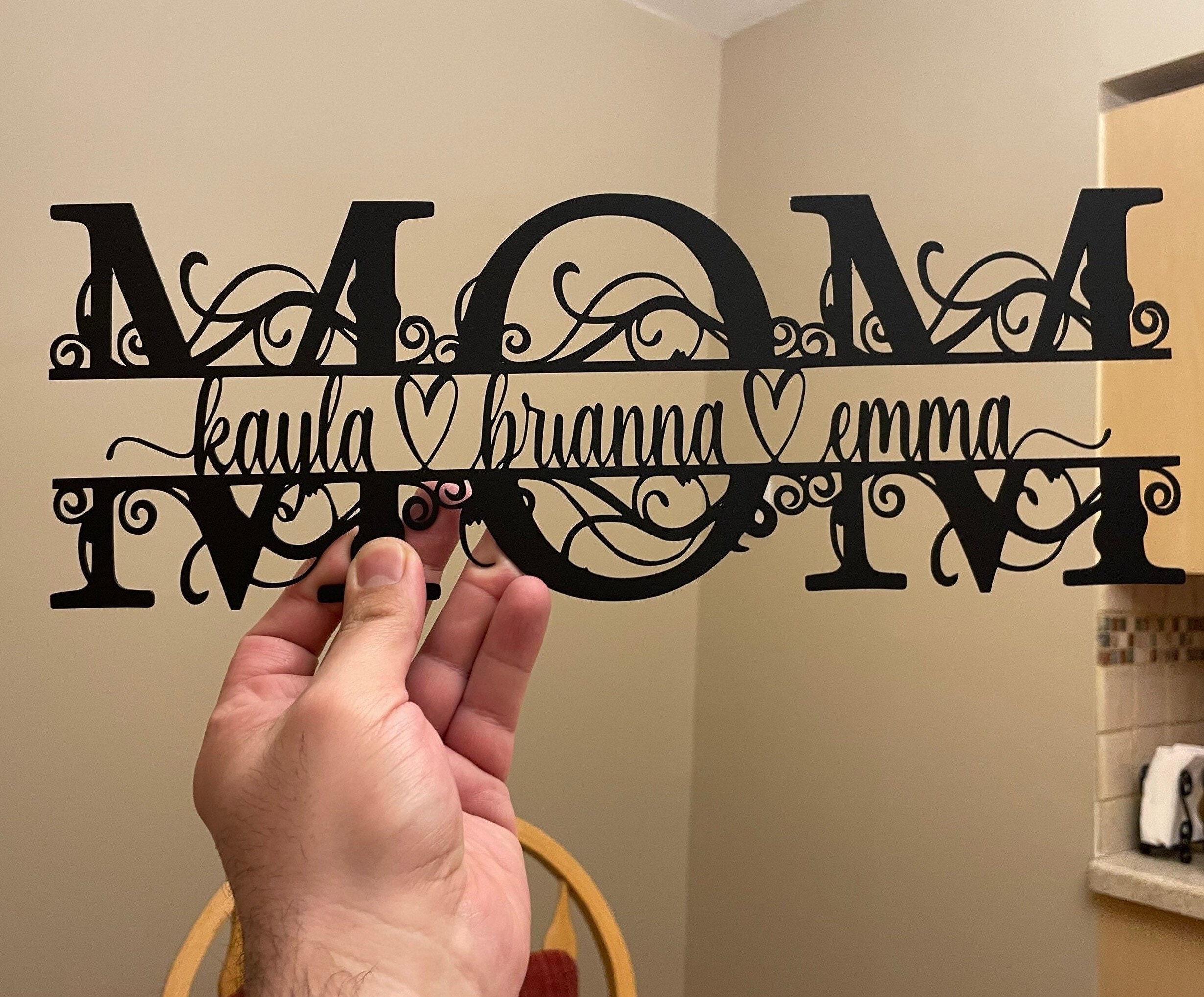 Mom Example. Sign Mom Sign With Children in Metal, Personalized Mothers Day Gift, Unique ...