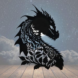 Floral Dragon Metal Sign, Dragon Metal Decor, Dragon Sign, Gift for Dragon Lovers, Metal Wall Art, Unique Metal Wall Art, Wall Metal Sign