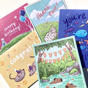 Greeting Card Variety Pack // Set aus fünf 5 x 7 inch Grußkarten mit Umschlägen, Geburtstagskarte, Glückwunschkarte, Dankeskarte