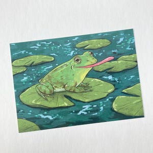 Frog Art Print // 5x7 inches, gift, wall decoration, postcard, animals, critters, illustration