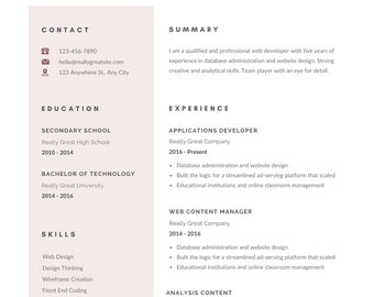 Clean, Simple, Modern, Minimalist Resume Template, Canva Resume Template, Executive Resume